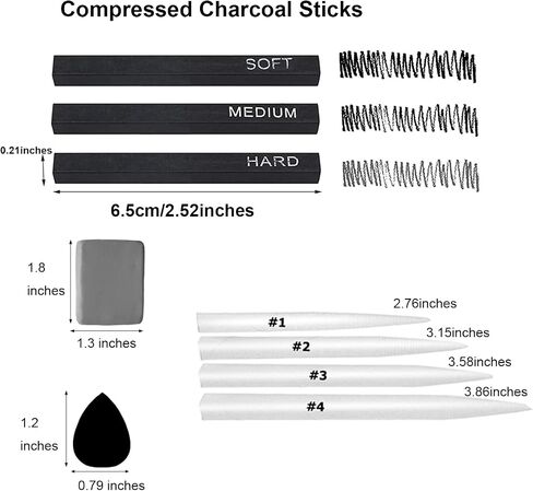 CAMATTO 14 PCS Blending Stumps and Tortillions Paper Art Blenders Set with Sandpaper Pencil Sharpener Pointer Compressed Charcoal Sticks for Student Artist Charcoal Sketch Drawing Shading in Saudi Arabia