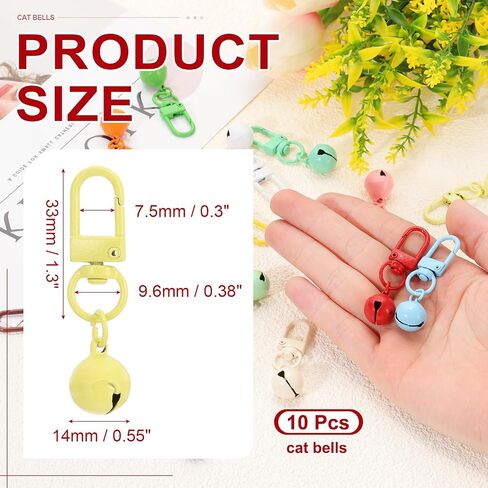 Patikil 10 PCS Dog Bell ، Cat Bell Small Pet Pet Bells Keychain Key Bulk Loud Loud jingle for dog jolar charm accessories diy christrics Christmas in Kuwait