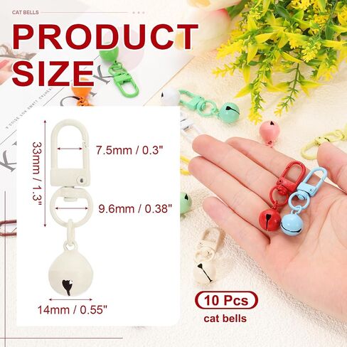 Patikil 10 PCS Dog Bell ، Cat Bell Small Pet Pet Bells Keychain Key Bulk Loud Loud jingle for dog jolar charm accessories diy christrics Christmas in Kuwait