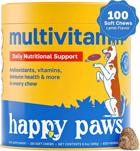 Multivitamin for Dogs, Soft Chews with Green Lipped Mussel, Sea Kelp, Colostrum, & Essential Vitamins for Overall Health, 100 Lamb Flavor Soft Chews in Saudi Arabia