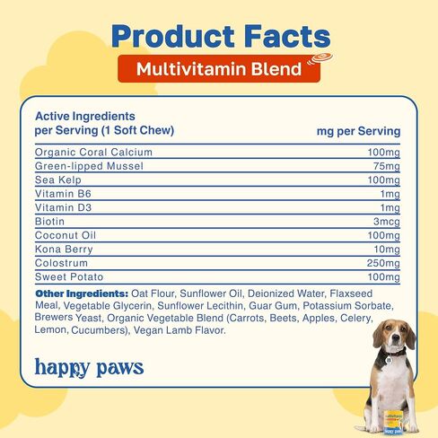 Multivitamin for Dogs, Soft Chews with Green Lipped Mussel, Sea Kelp, Colostrum, & Essential Vitamins for Overall Health, 100 Lamb Flavor Soft Chews in Saudi Arabia