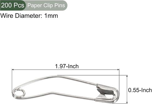 YOKIVE 200 Pcs Curved Safety Pins, Nickel Plated Quilting Pins | Fastening Clothes, Great for Crafting, Quilting, Knitting, Sewing (Silver Tone, 2.24-Inch) in Saudi Arabia