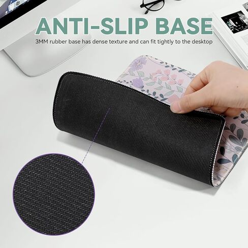 Mouse Pad Non-Slip Mousepad with Rubber Base, Square Travel Small Cute Floral Mouse Pads for Desk with Stitched Edges for Laptop,Wireless Mouse,Computers,Office, 10.2x8.3x0.12 in(Purple Floral) in Saudi Arabia