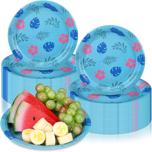 Zhehao 50 Pcs Hawaiian Paper Plates Hawaiian Birthday Party Plates Aloha Disposable Paper Plates Tropical Luau Party Decorations Summer Hawaiian Party Decorations in Saudi Arabia