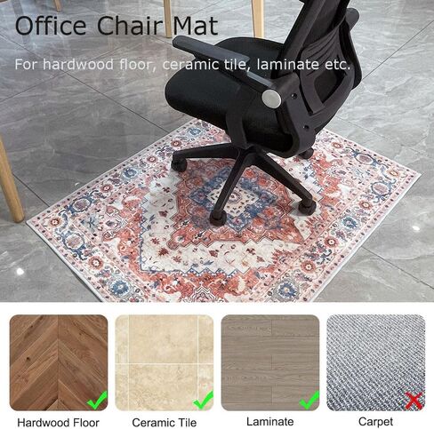 48 "× 60 × 0.24" سجادة مكتب لالتقاط الكرسي على الخشب الصلب ، سجاد المكتب لتراجع كرسي حصيرة للأرضيات الصلبة ، تقليد الكشمير منخفضة كومة سجادة مكتب كمبيوتر للبلاط in Kuwait