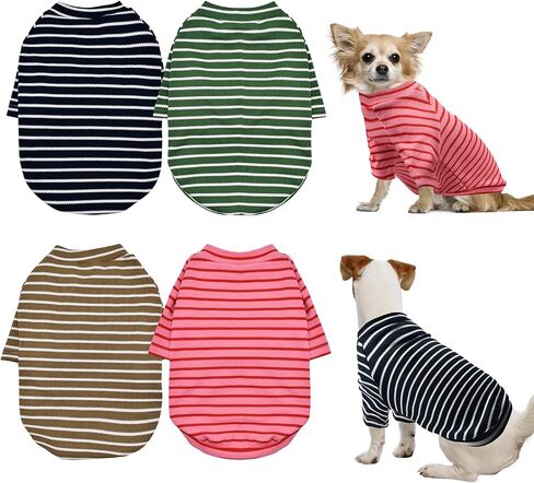 4 Pack Dog Shirts Waffle Dog Clothes for Small Medium Dogs, Stretchy Dogs Boy Girl Dog T-Shirts Lightweight, Soft and Breathable Puppy Kitten Dog Shirts for Chihuahua in Saudi Arabia