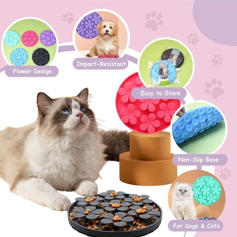Non-Slip Slow Feeder Pet Bowl – Anti-Choking Feeding Bowl with Suction Cups for Dogs & Cats, Promotes Healthy Digestion (Ocean, Flower) in Kuwait