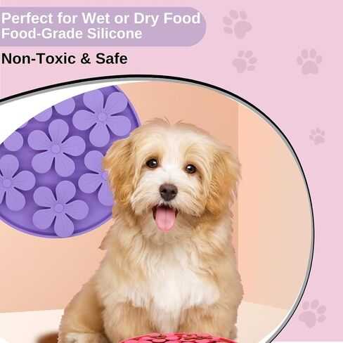 Non-Slip Slow Feeder Pet Bowl – Anti-Choking Feeding Bowl with Suction Cups for Dogs & Cats, Promotes Healthy Digestion (Ocean, Flower) in Kuwait
