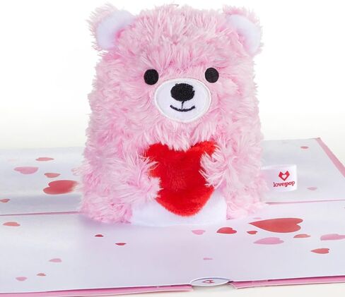 Lovepop Plushpop Soft Animal Pop-Up Card for Her and Him - 3D Happy Valentine Greeting Card for Boys, Girls, Men, Women - Love Cat - 6" x 8" Card in Saudi Arabia