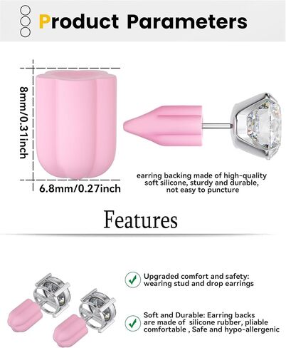 Professional Anti-Puncture Silicone Earring Backings Sports Stud Backing Food Grade Anti Allergy Soft earplug Safety Backing Clover 12psc Backing Clutch earplug Replacement for All pin Stud Earrings in Kuwait