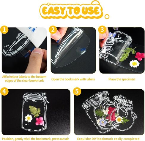 40Pcs DIY Bookmarks Kit, Transparent Dried Flower Bookmark, Filling Bookmarks with Flowers, 20 Styles Handmade DIY Bookmark Comes with 48Pcs Tab to Make Easier (Style 2) in Saudi Arabia