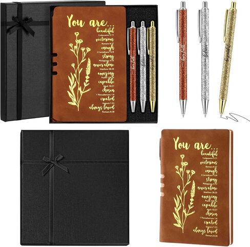 5 Pcs Mother's Day Gifts for Church Christian Religious Gifts for Women Men A6 Bible Leather Notebook 3 Verse Pens with Box Prayer Journal Bible Study Supplies(Purple) in Saudi Arabia