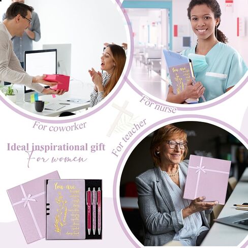 5 Pcs Mother's Day Gifts for Church Christian Religious Gifts for Women Men A6 Bible Leather Notebook 3 Verse Pens with Box Prayer Journal Bible Study Supplies(Purple) in Saudi Arabia