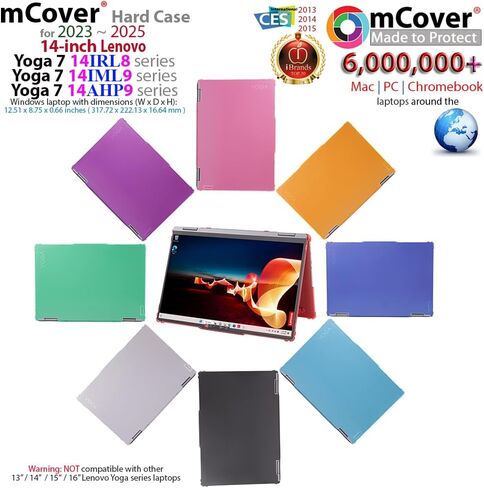 mCover case ONLY Compatible for 2023-2025 14" Lenovo Yoga 7 14IRL8 | 14IML9 | 14AHP9 Series 2-in-1 Windows Notebook Computers (NOT Fitting Any Other Models)- Black in Kuwait