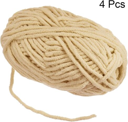 HARFINGTON 4Skeins Chenille Yarn Blanket Yarn 4x100g/14oz Gauge 5# Bulky Polyester Soft Knitting for Crochet Weaving Bag Scarf Hat, Coral, 4x68m(248yds) in Kuwait