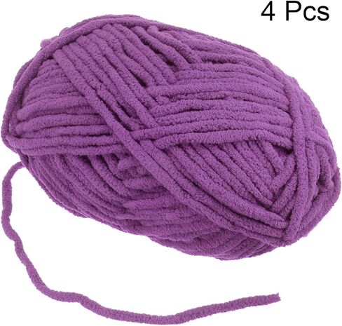 HARFINGTON 4Skeins Chenille Yarn Blanket Yarn 4x100g/14oz Gauge 5# Bulky Polyester Soft Knitting for Crochet Weaving Bag Scarf Hat, Coral, 4x68m(248yds) in Kuwait