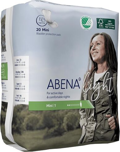 Abena Light Premium Incontinence Pad, Ultra Light Absorbency, Size 0, 240 Count (10 Packs of 24) in Kuwait