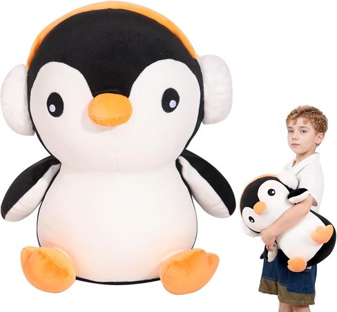 16 "لطيف من طيور البطريق الكبرى أفخم وسادة ناعمة وسادة ، والحيوانات البطريق الكبير محشو بالحيوانات ديكور غرفة ، وهدية للفتيات والفتيان عيد الميلاد ، وعيد الميلاد in Kuwait