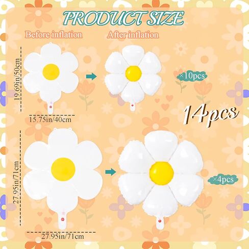 البالونات Daisy- 14pcs البالونات زهرة زهرة من زهرة واحدة أو اثنين من زخارف الحفلات الرائعة الفتيات ديزي تحت عنوان حفلة عيد ميلاد استحمام الطفل زواج بالون أبيض in Kuwait
