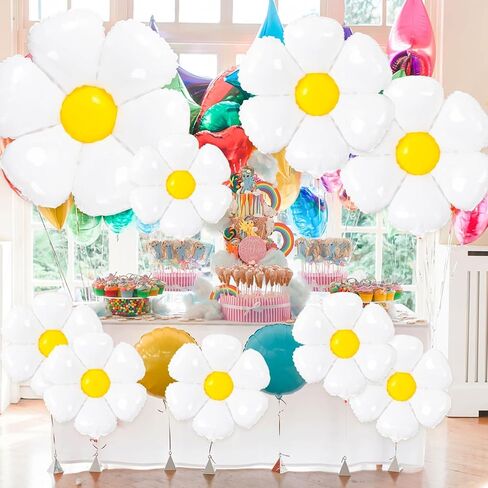 البالونات Daisy- 14pcs البالونات زهرة زهرة من زهرة واحدة أو اثنين من زخارف الحفلات الرائعة الفتيات ديزي تحت عنوان حفلة عيد ميلاد استحمام الطفل زواج بالون أبيض in Kuwait