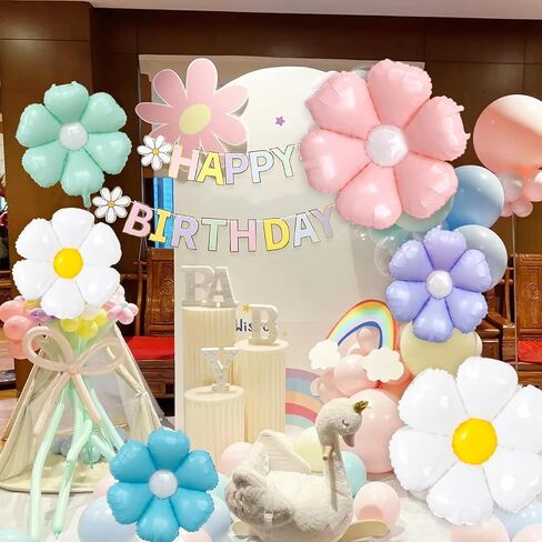 Daisy Flower Foil Balloons for Girls Birthday Party Baby Shower Decorations in Saudi Arabia