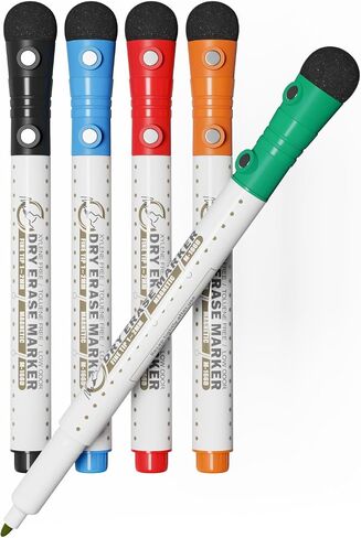 Mag-Fancy Magnetic Dry Erase Marker Set - Fine Tip 1mm Erasable Whiteboard Markers, Build-in Eraser, 9 Color, Safe Inks, Low Odor in Saudi Arabia