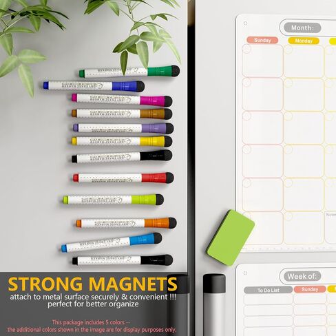 Mag-Fancy Magnetic Dry Erase Marker Set - Fine Tip 1mm Erasable Whiteboard Markers, Build-in Eraser, 9 Color, Safe Inks, Low Odor in Saudi Arabia