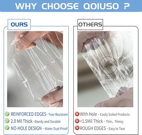 Qoiuso 9x12 بوصة خارق ذاتي الأكياس الشحن البلاستيكية الشحنة للملابس ، و 100 حزمة OPP Poly Poly Cellophane الأكياس مع الحواف المعززة لتخزين وملابس الأعمال الصغيرة in Kuwait