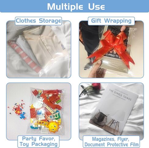 Qoiuso 9x12 بوصة خارق ذاتي الأكياس الشحن البلاستيكية الشحنة للملابس ، و 100 حزمة OPP Poly Poly Cellophane الأكياس مع الحواف المعززة لتخزين وملابس الأعمال الصغيرة in Kuwait