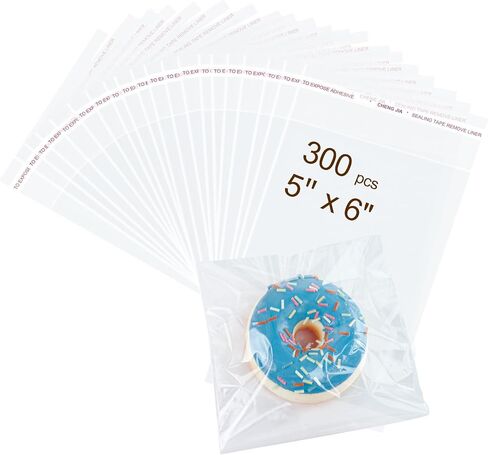 300PCS Clear Self Sealing Cellophane Bags - Cookie, Candy & Bread Bags (5x6 Inches) in Kuwait