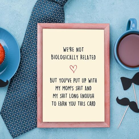 Funny Fathers Day Card for Step Dad,Happy Father's Day Gifts from Step Daughter Son,Bonus Dad Fathers Day Card Gift in Kuwait