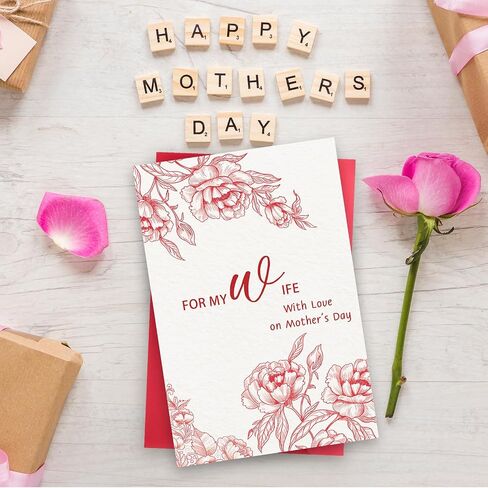 Mother’s Day Card for Wife,Romantic Mothers Day Gift Idea from Husband,Lovely Flower Mother’s Day Card for Women,Unique Gifts for Wife in Saudi Arabia