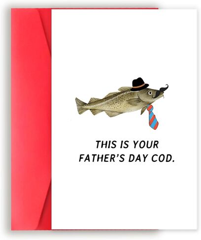 Yikalus Funny Funder Fedm's Gift for Dad ، بطاقة الصيد للأب ، الزوج ، بطاقة سمك القد يوم الفكاهة ، فكرة هدية لمحبي الصيد in Kuwait