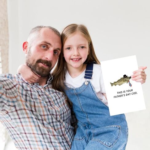 Yikalus Funny Funder Fedm's Gift for Dad ، بطاقة الصيد للأب ، الزوج ، بطاقة سمك القد يوم الفكاهة ، فكرة هدية لمحبي الصيد in Kuwait
