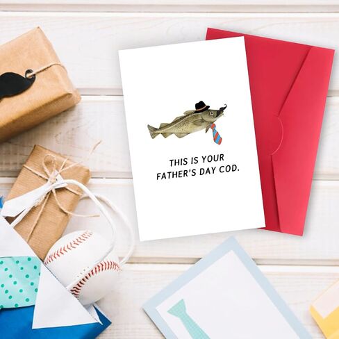 Yikalus Funny Funder Fedm's Gift for Dad ، بطاقة الصيد للأب ، الزوج ، بطاقة سمك القد يوم الفكاهة ، فكرة هدية لمحبي الصيد in Kuwait