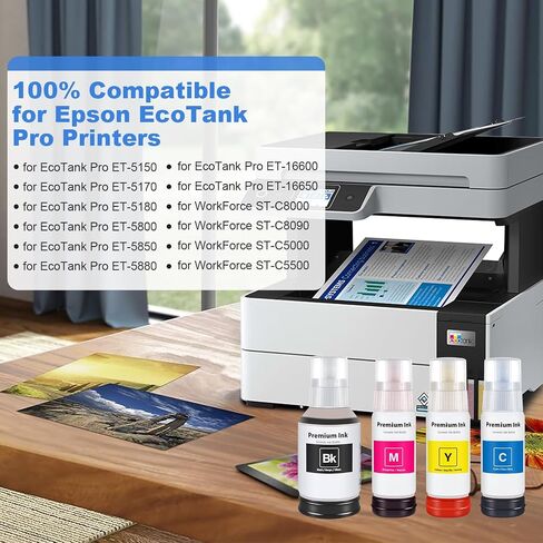 552 T552 استبدال زجاجات إعادة ملء الحبر لـ Epson 552 T552 T552920 المستخدمة في Photo Epson Photo ET-8550 ET-8500 (1Black ، 1Photo Black ، 1cyan ، 1magenta ، 1ywelly ، 1gray ، 600ml ink ink) in Kuwait