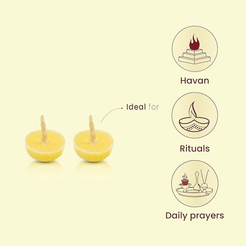 Traditional Cotton Ghee Wicks Cow Ghee Diya for Puja - Ghee Wicks | Ghee Batti for Pooja, Festivals, Havans & Religious Rituals | Readymade Ghee Diya batti | Easy to use (Ghee Diyas, 30, Pieces) in Saudi Arabia