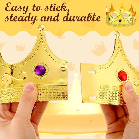 Hanaive King Crowns for Men Kids Gold Royal Plastic Crown Jeweled for King Queen Prince Princess Costume Cosplay Party in Saudi Arabia