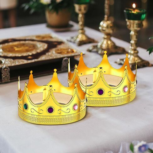 Hanaive King Crowns for Men Kids Gold Royal Plastic Crown Jeweled for King Queen Prince Princess Costume Cosplay Party in Saudi Arabia