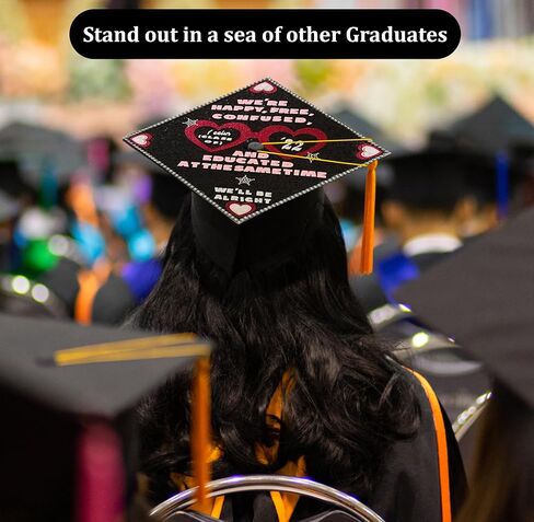 Gift Boutique 12 Pieces Graduation Cap Decorations Black Glitter Background Grad Caps Topper Blank Base Graduate Hat Decoration Do It Yourself Crafts Party Supplies with 75 Adhesive Sticky Dots in Saudi Arabia