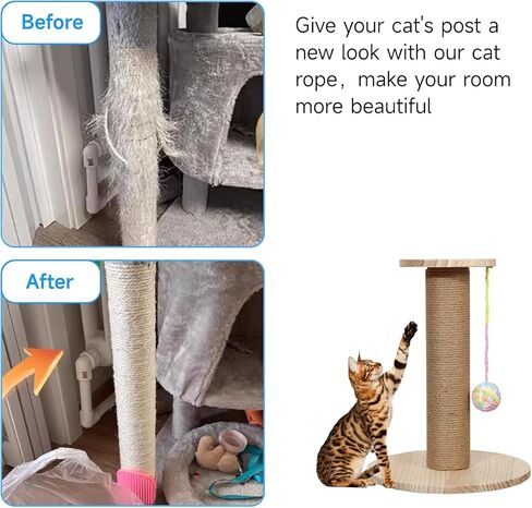 Multicolor Cat Scratch Post Replacement Rope, Repair and Replace Scratching Post, 1/4" Cat Scratch Post DIY Jute Twine,for Scratching Post Tree Replacement. (Green, 1/4IN by 50FT) in Kuwait