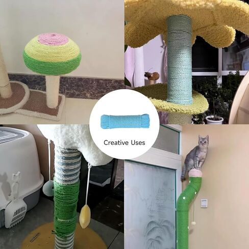Multicolor Cat Scratch Post Replacement Rope, Repair and Replace Scratching Post, 1/4" Cat Scratch Post DIY Jute Twine,for Scratching Post Tree Replacement. (Green, 1/4IN by 50FT) in Kuwait