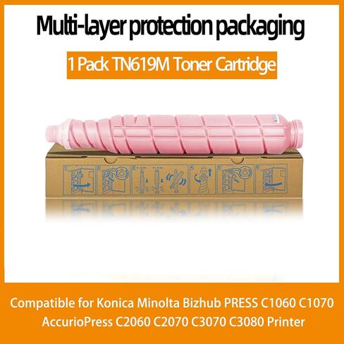 Compatible TN619 TN-619M Toner Cartridge Replacement for Konica Minolta Bizhub Press C1060 C1070 AccurioPress C2060 C2070 C3070 C3080-60000 Pages (TN619 Magenta 1 Pack) in Saudi Arabia