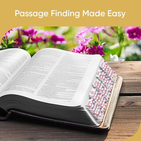 Essexwares - علامات تبويب الكتاب المقدس الزهور الزهور الربيع للعهد القديم والجديد ، 80 علامات تبويب كبيرة للطباعة لدراسة الكتاب المقدس ، علامات تبويب مقاومة للماء ودائم للنساء والرجال - 1.7 "واسعة in Kuwait