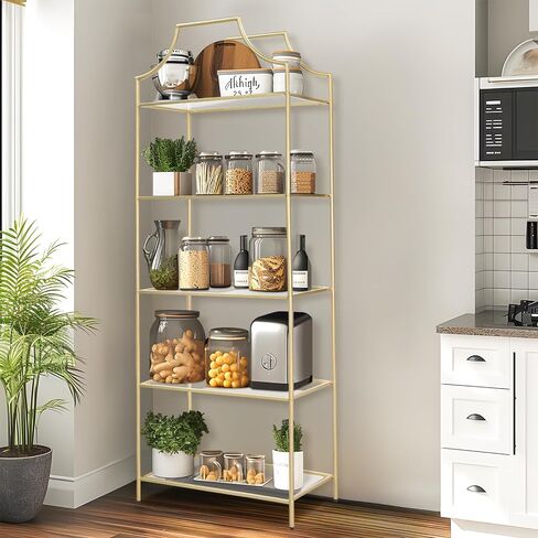 3 Tier Bookshelf, Metal Book Shelf for Storage, Storage Display Bookcase, Modern Open Book Case for Bedroom, Living Room, Glass Office Organization Shelf, 41.3" X 26" X 13" in Kuwait
