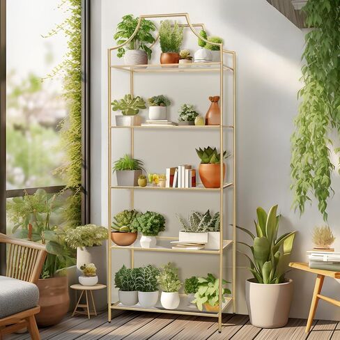 3 Tier Bookshelf, Metal Book Shelf for Storage, Storage Display Bookcase, Modern Open Book Case for Bedroom, Living Room, Glass Office Organization Shelf, 41.3" X 26" X 13" in Kuwait