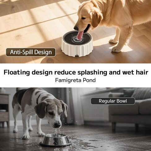 Dog Water Bowl 70oz/2L Large Capacity Water Dispenser No Spill Non Slip No Splash Pet Slow Feeder No Drip Vehicle Carried Travel Slow Drinking Bowl for Dogs Cat(Dark Grey) in Saudi Arabia