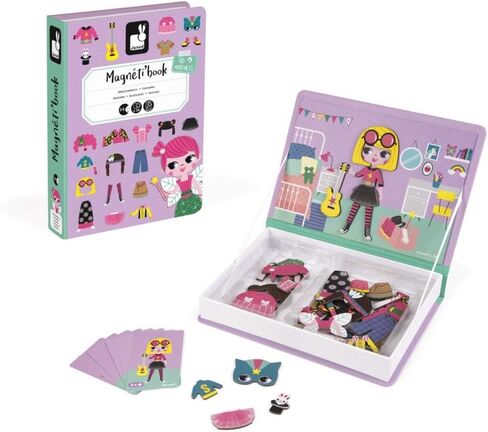 Janod Magnetibook 83 Pc Magnetic Boy Crazy Face Dress Up Game for Imagination Play - Book Shaped Travel/Storage Case Included - S.T.E.M. Toy for Ages 3+ in Saudi Arabia