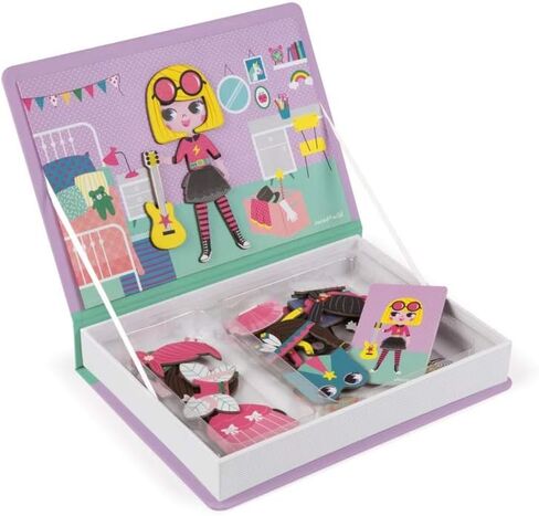 Janod Magnetibook 83 Pc Magnetic Boy Crazy Face Dress Up Game for Imagination Play - Book Shaped Travel/Storage Case Included - S.T.E.M. Toy for Ages 3+ in Saudi Arabia