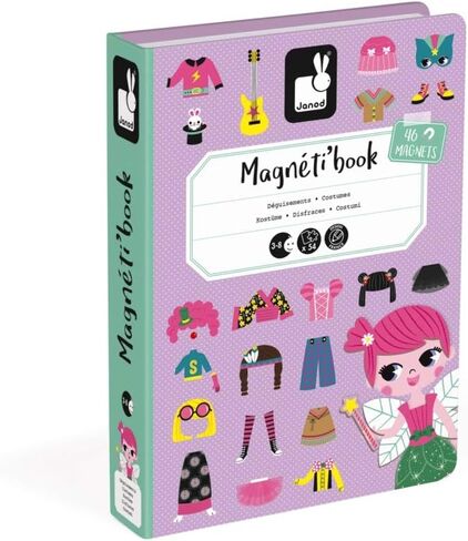 Janod Magnetibook 83 Pc Magnetic Boy Crazy Face Dress Up Game for Imagination Play - Book Shaped Travel/Storage Case Included - S.T.E.M. Toy for Ages 3+ in Saudi Arabia